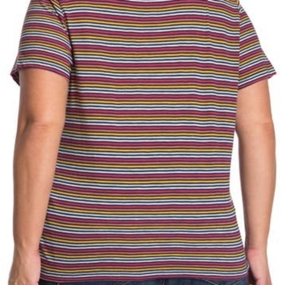 Madewell V-Neck Stripe Tshirt in Moon Rainbow NEW - Picture 2 of 3